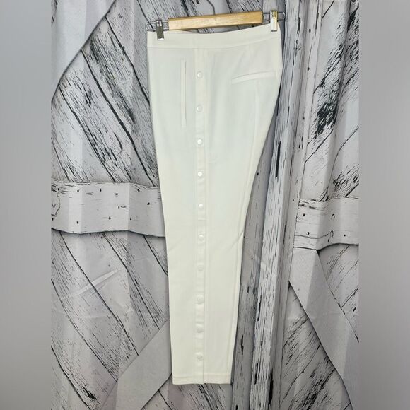 NWT Tibi Anson Cargo Skinny Pants with Back Hem Splits in Ivory Size 8 - Picture 8 of 11